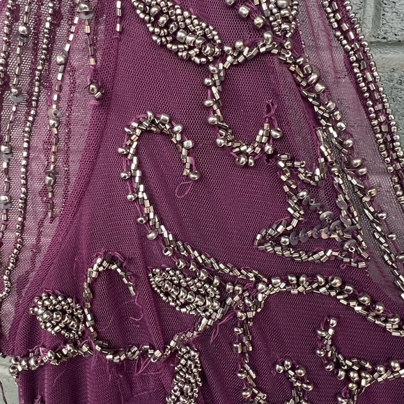 Size 12 Pisarro Nights Beaded Mesh Column Gown - Picture 6 of 7